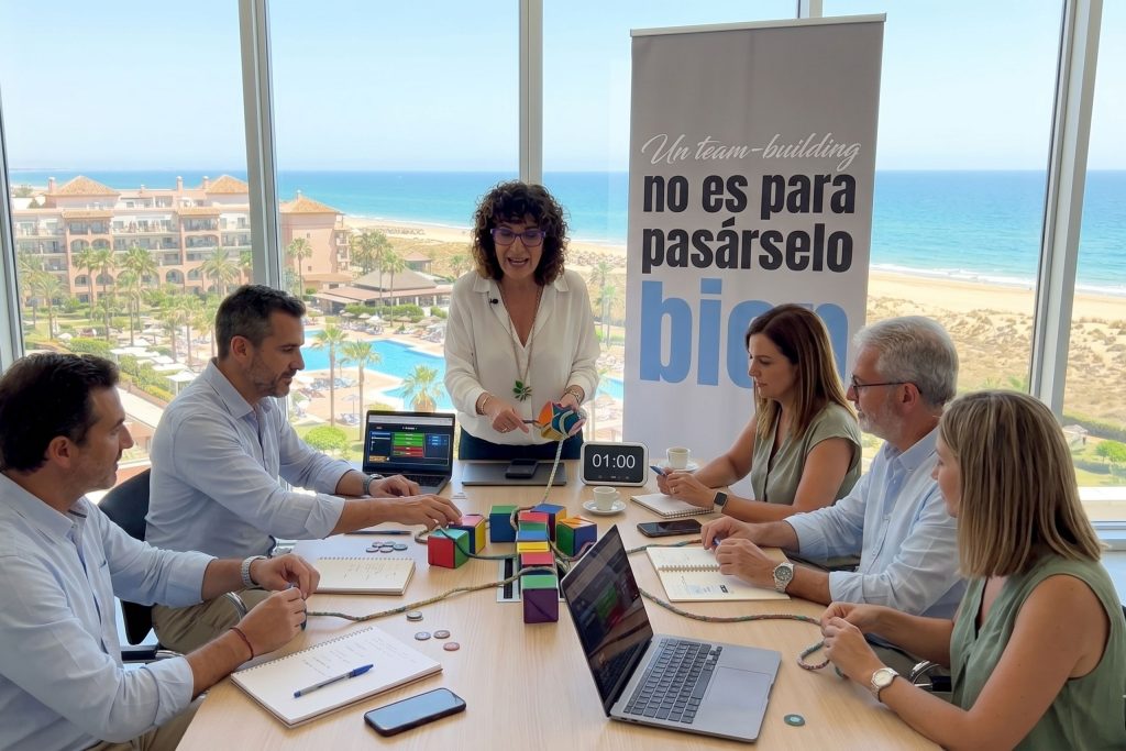 Equipo directivo trabajando en una reunión sobre clima laboral, liderazgo y cultura organizacional