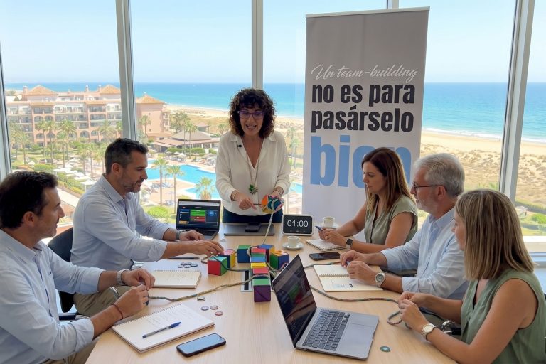 Equipo directivo trabajando en una reunión sobre clima laboral, liderazgo y cultura organizacional